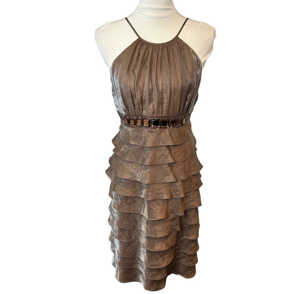 Adrianna Papell Layered Shimmering Cocktail Dress 12